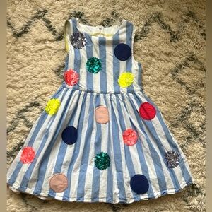 Mini Biden Sequin Polka Dot Stripe Party Dress, 6-7Y